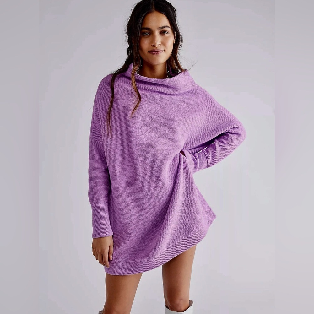 Free People Ottoman Slouchy Sweater Glowing Grape Purple M L XL